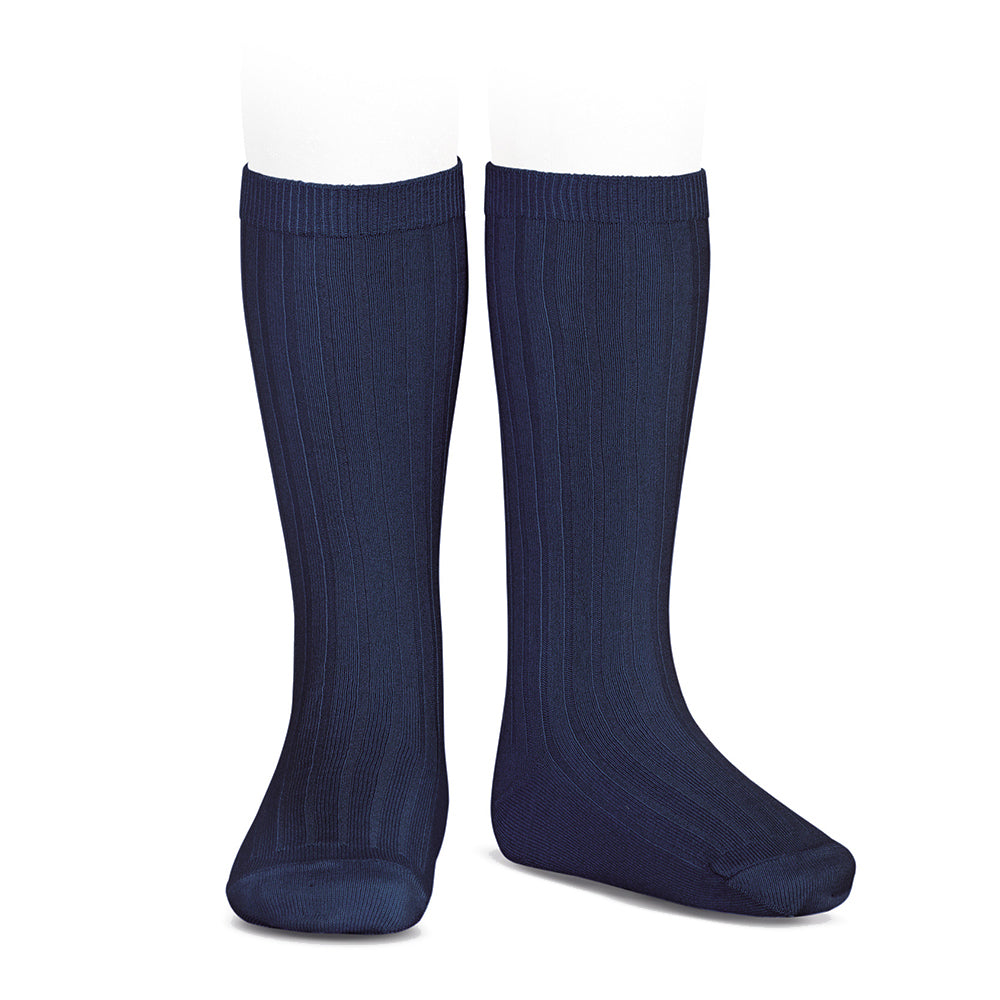 Condor - Basic rib kniekousen (Navy blue)