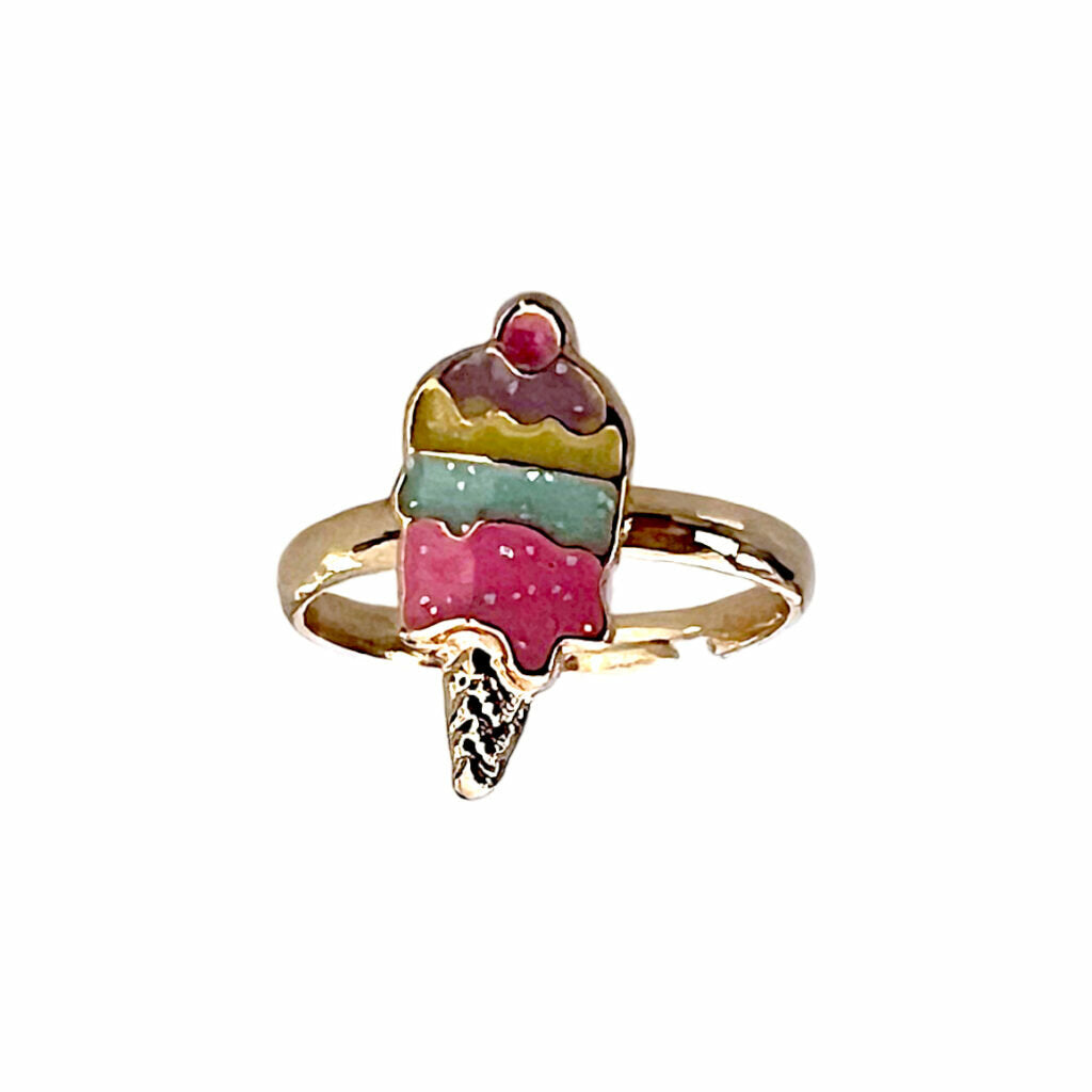Busy Lizzie - Verstelbare ring - ice cream (gold)