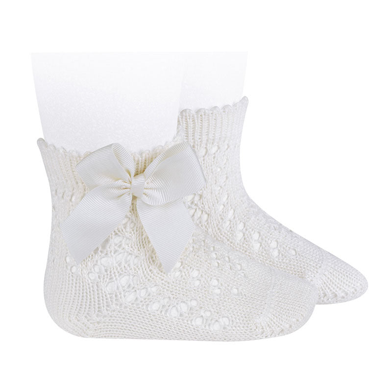 Cóndor - Openwork sokken met strik (cream)