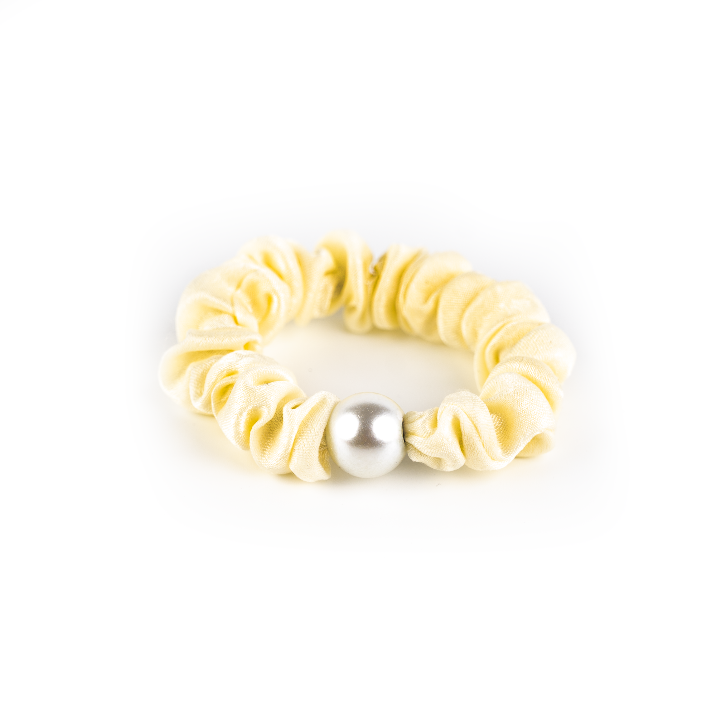 Busy Lizzie - Scrunchie met parel - light yellow