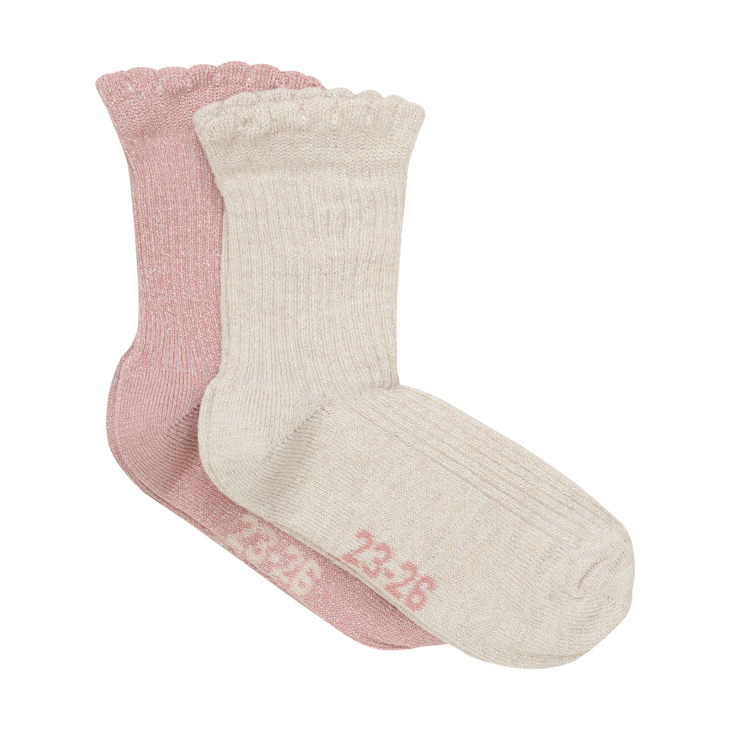 Minymo - 2-pack sokken met glitter Ash rose