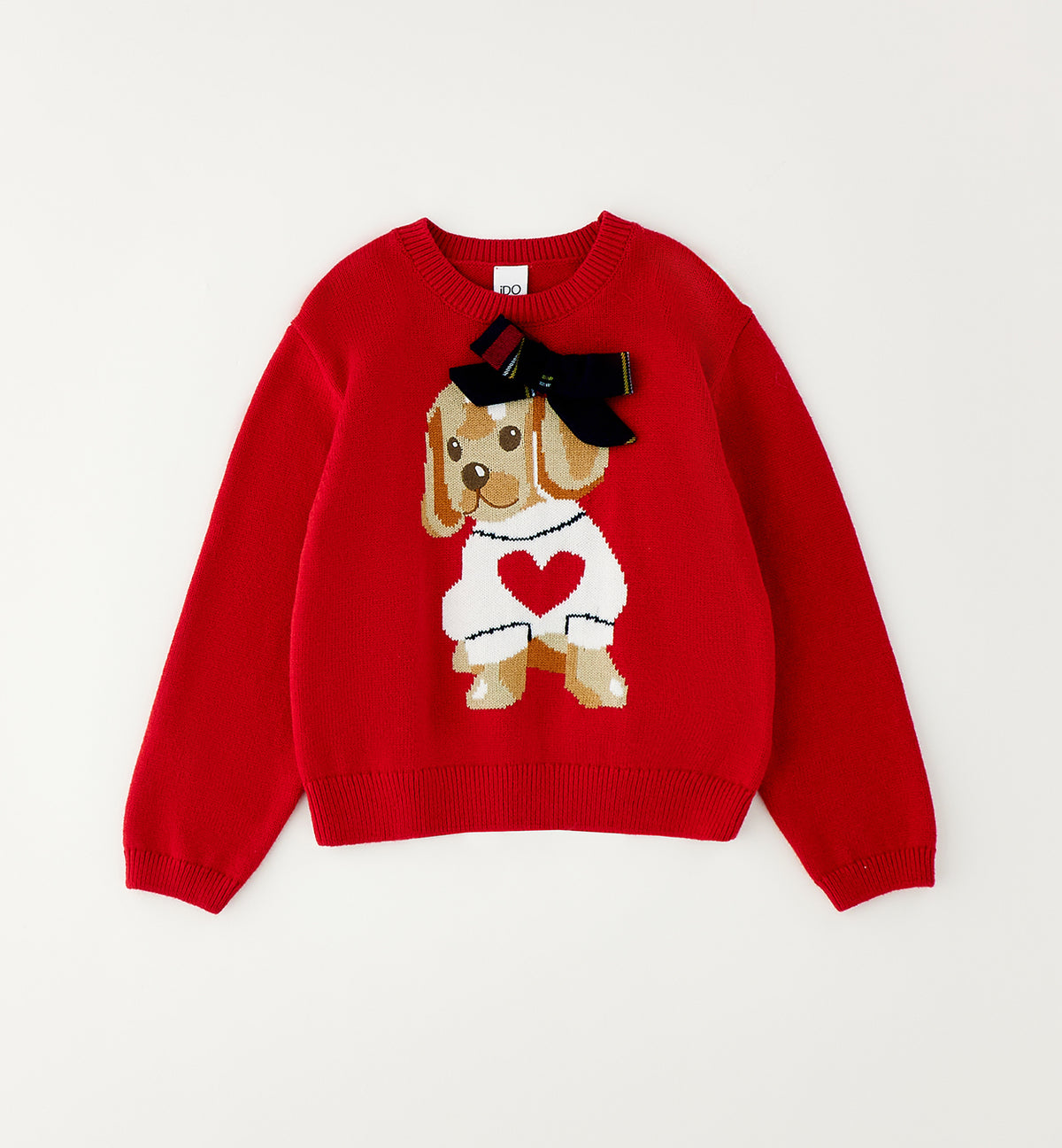 iDO Gebreide Trui Meisjes – Rood met Hondje