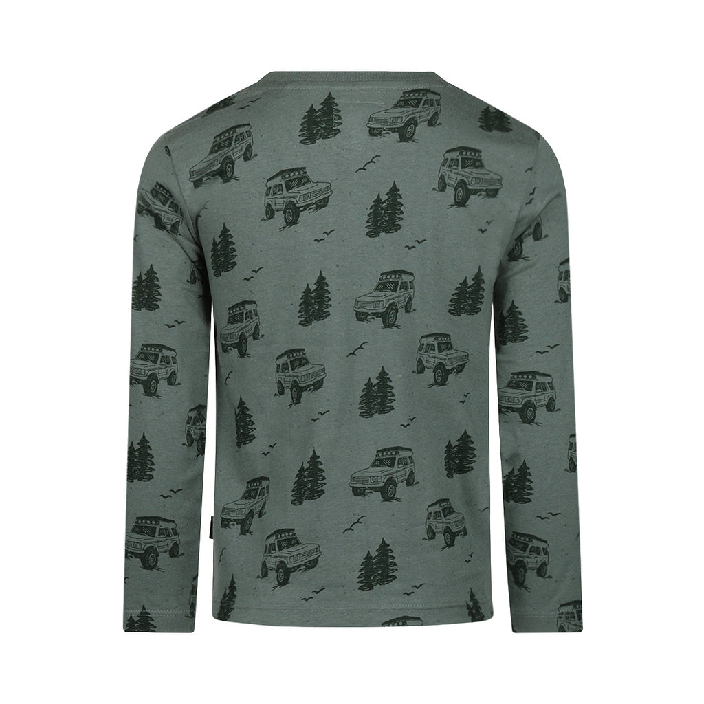 Koko Noko Longsleeve Jongens – Groen met Auto Print