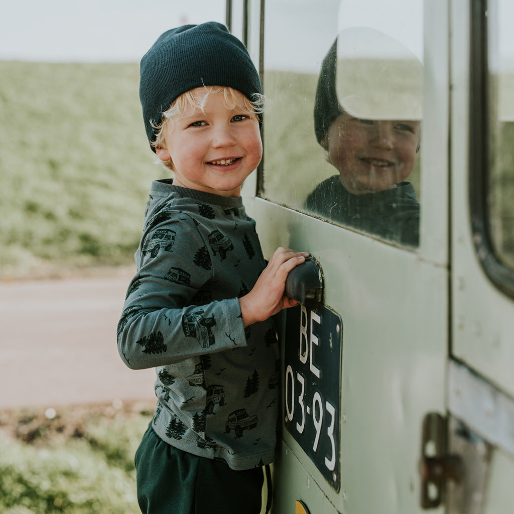 Koko Noko Longsleeve Jongens – Groen met Auto Print