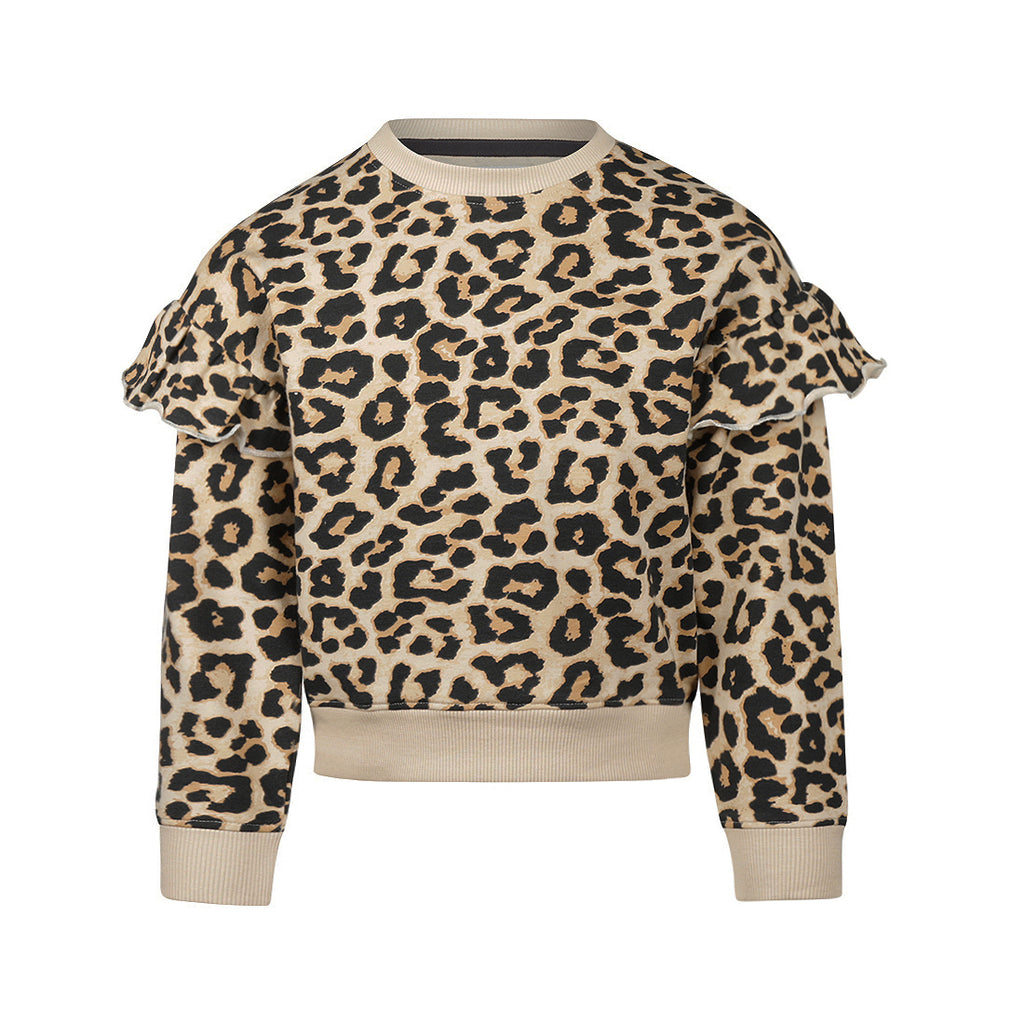 Meisjes Sweater met Ruffles en Panterprint | Koko Noko