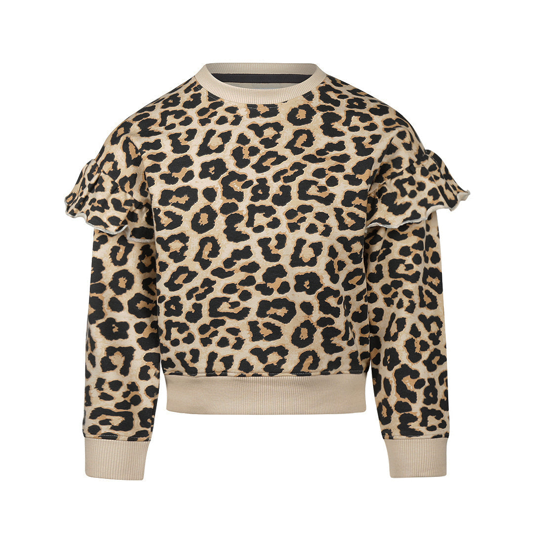 Meisjes Sweater met Ruffles en Panterprint | Koko Noko