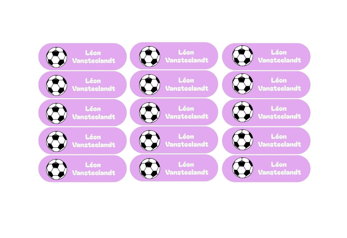 Labels paars met voetbal