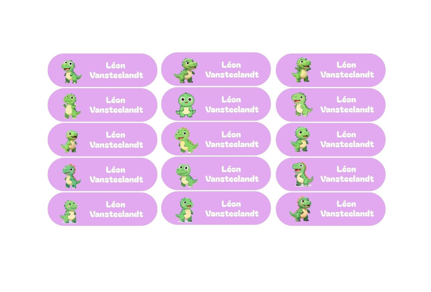 Labels paars met dino's