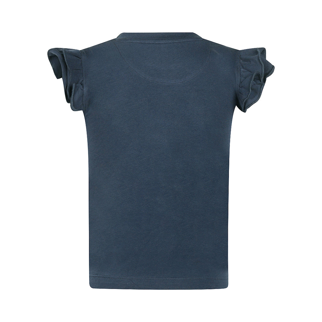 Meisjes T-shirt met Ruffle Mouwen Navy – Pre-order ✨