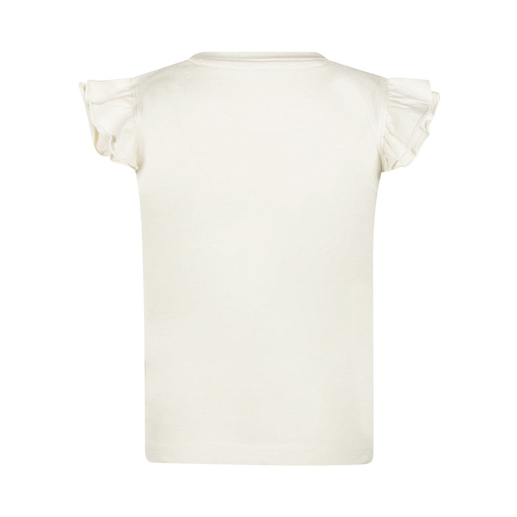 Meisjes T-shirt met Ruffle Mouwen off white – Pre-order ✨