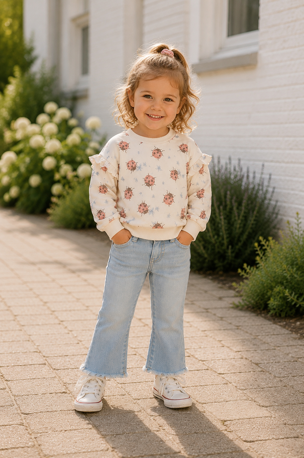 Dirkje Meisjesset Lieveheersbeestje Sweater & Flared Jeans