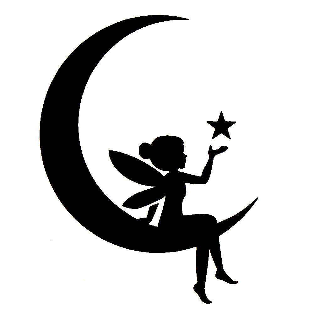 Superstar - Glittertattoo stencil Fairy on the moon