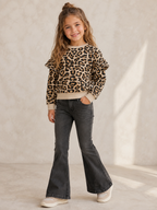 Koko Noko meisjes outfit – Luipaard sweater met zwarte jeans