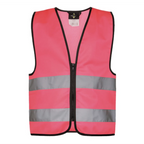 Korntex Fluo Hesje Kind roze met Rits - Bedrukt met katje bol wol