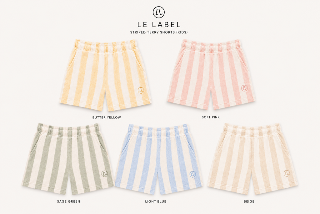 PRE-ORDER | Le Label Badstof Short Kids – Gestreept – Unisex